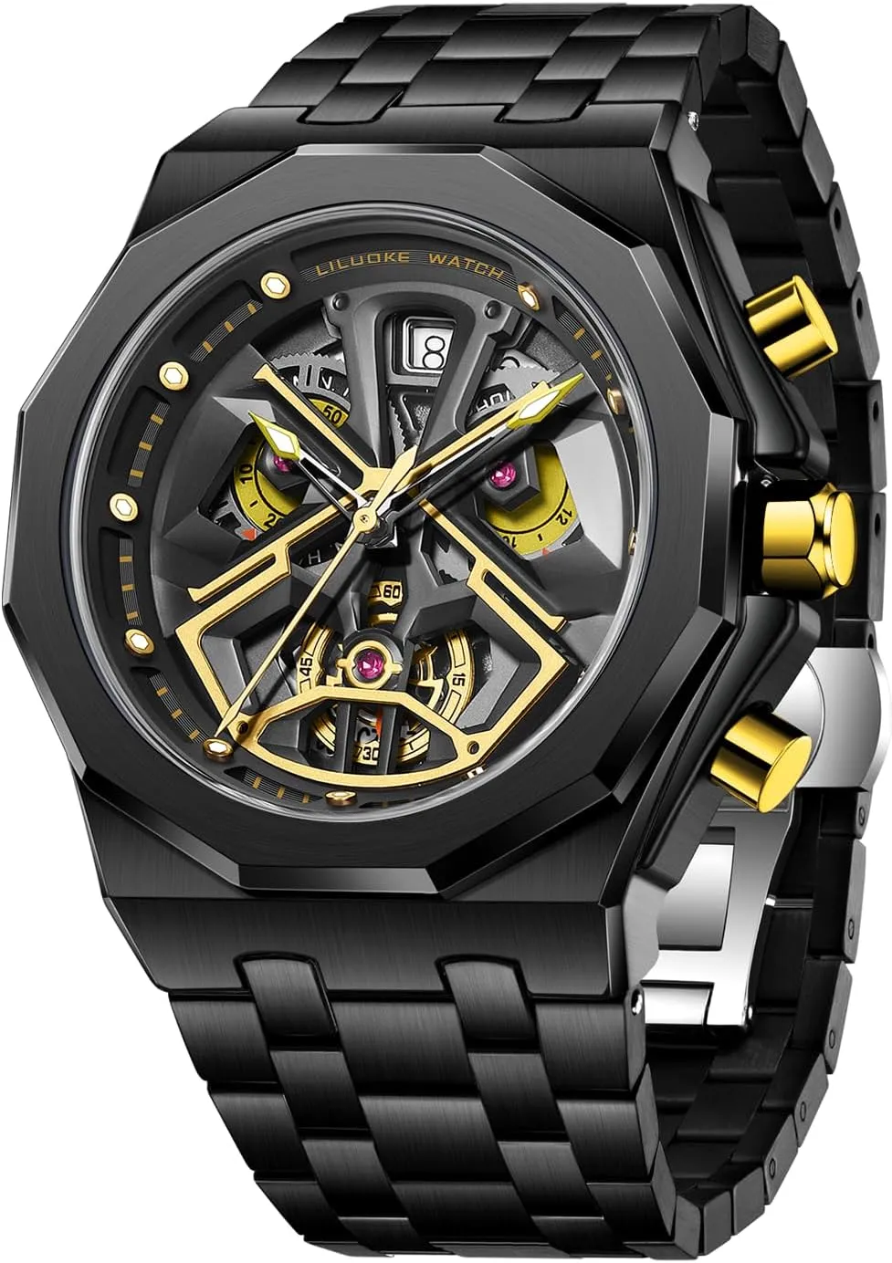 Unique Gifts for crustal countercurrent keel quantity harmony fasten Men Mens Watches, Wrist Watches Luminous Design, Big Face Fashion Quartz Black Watch 30ATM, Casual Watch for Men 