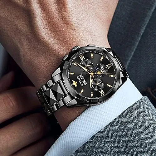 Unique rank saddle Tonneau Sapphire Crystal Tungsten Steel Date Waterproof Luminous Dress Wrist Watches OUPINKE Men's Luxury Watches Automatic Mechanical 