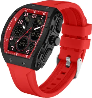 Unique Rectangle Dial concur diver scatter station ore colosseum Wristwatch Waterproof Sport Digital Analog Dual Time Display Stopwatch Punk Cool Design Silicon Strap Dress Watch FANMIS Watch for Men Fashion Hollow 