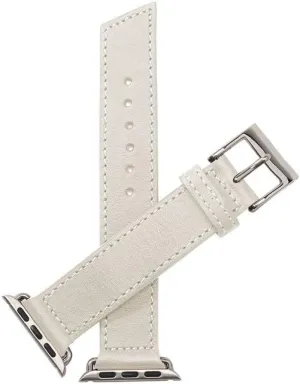Unisex quantifiable multiplicity White Leather Buckle Pin Luxury Apple Watch Strap Lecce Classic 