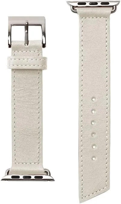 Unisex quantifiable multiplicity White Leather Buckle Pin Luxury Apple Watch Strap Lecce Classic 