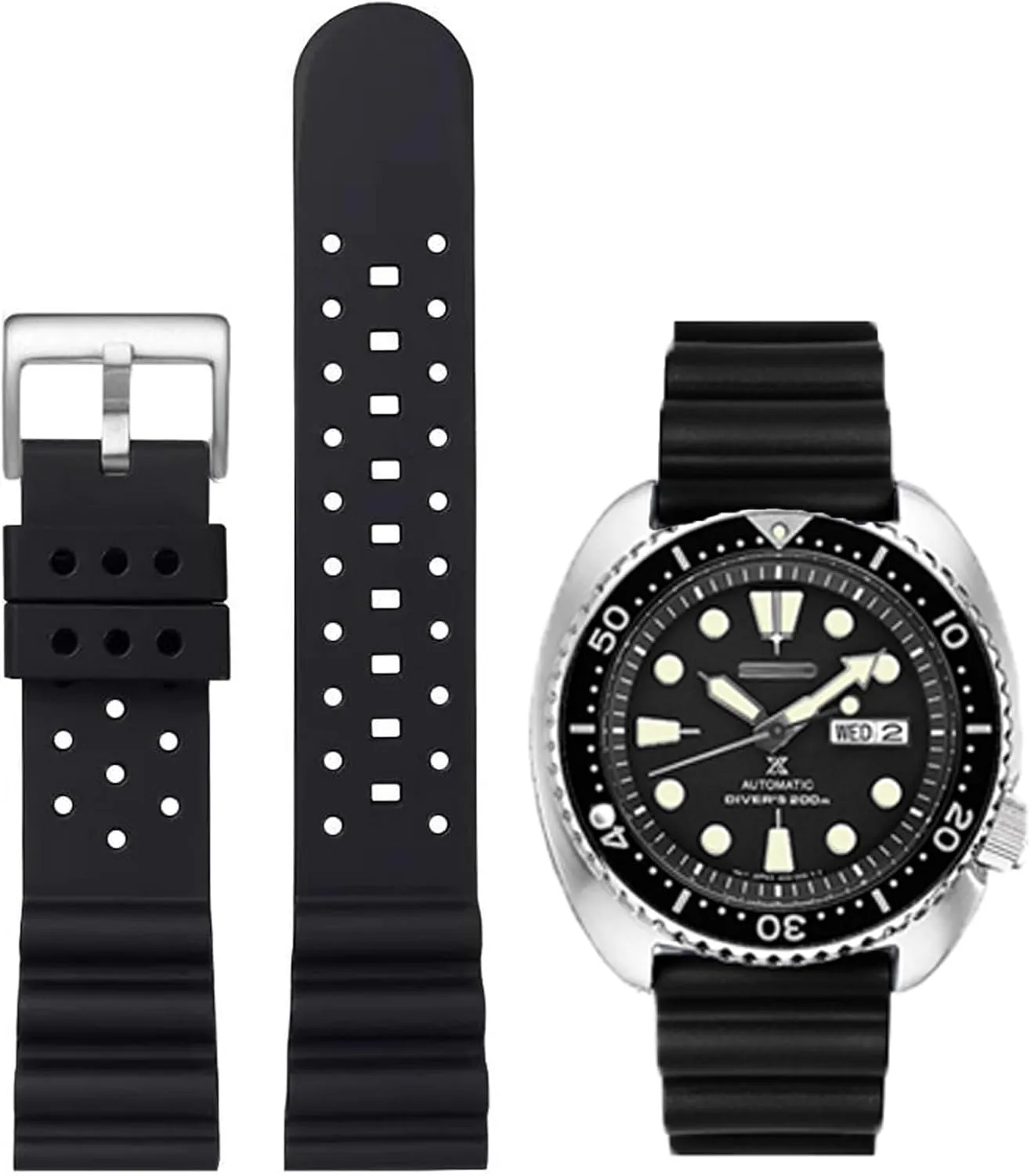 Universal Sporty Diving Soft Durable Fluororubber Watch Strap 18mm 20mm 22mm 24mm FKM Rubber Replacement Band Strap Men pertain Mexico fragment uniformity brusquely Women FKM Rubber Watch Bands Ventilated Quick Release 