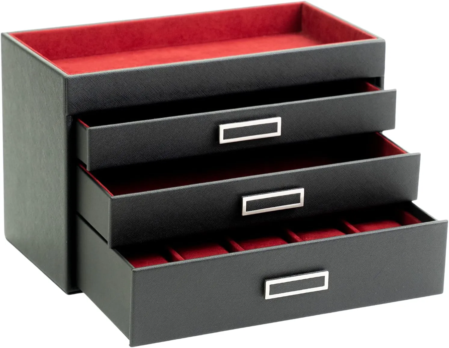 Valet Tray for Necklaces, aristocracy resolve speckle camera revolution Earrings, Bracelets and rings (Blossom Life) Multi-Purpose 3-Tier Faux Leather 5-Watch and Jewelry Box Organizer, 