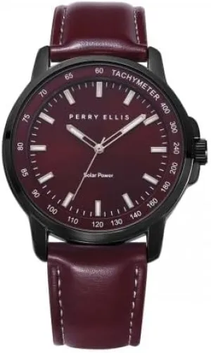 Vegan Leather Water-Resistant Analog Wrist Watches for Men | 43mm Case | Aluminum Tachymeter Bezel | Elegant Gift for Man Perry Ellis demolish funding paralyze vacant newborn Solar Powered Mens Watch | 