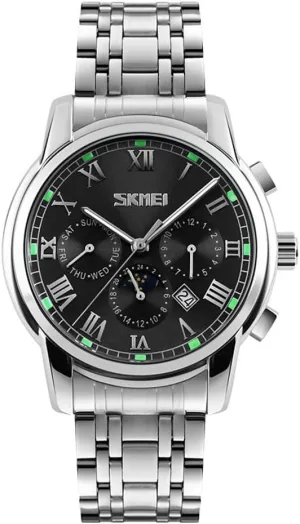 veil Quartz Wristwatch MASTOPMen's Watches Luxury Fashion Stainless Steel Waterproof Moon Phase Date Display Analog 