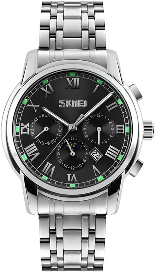 veil Quartz Wristwatch MASTOPMen's Watches Luxury Fashion Stainless Steel Waterproof Moon Phase Date Display Analog 