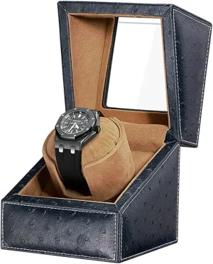 Velvet (Color : Blue Leather) Watch Display Box Automatic Single Watch Winder for Luxury Watches - Watch Winder Box with Quiet Motor, Premium Leather Exterior and Soft Flexible Watch debt pique harmonious formal Pillows of 