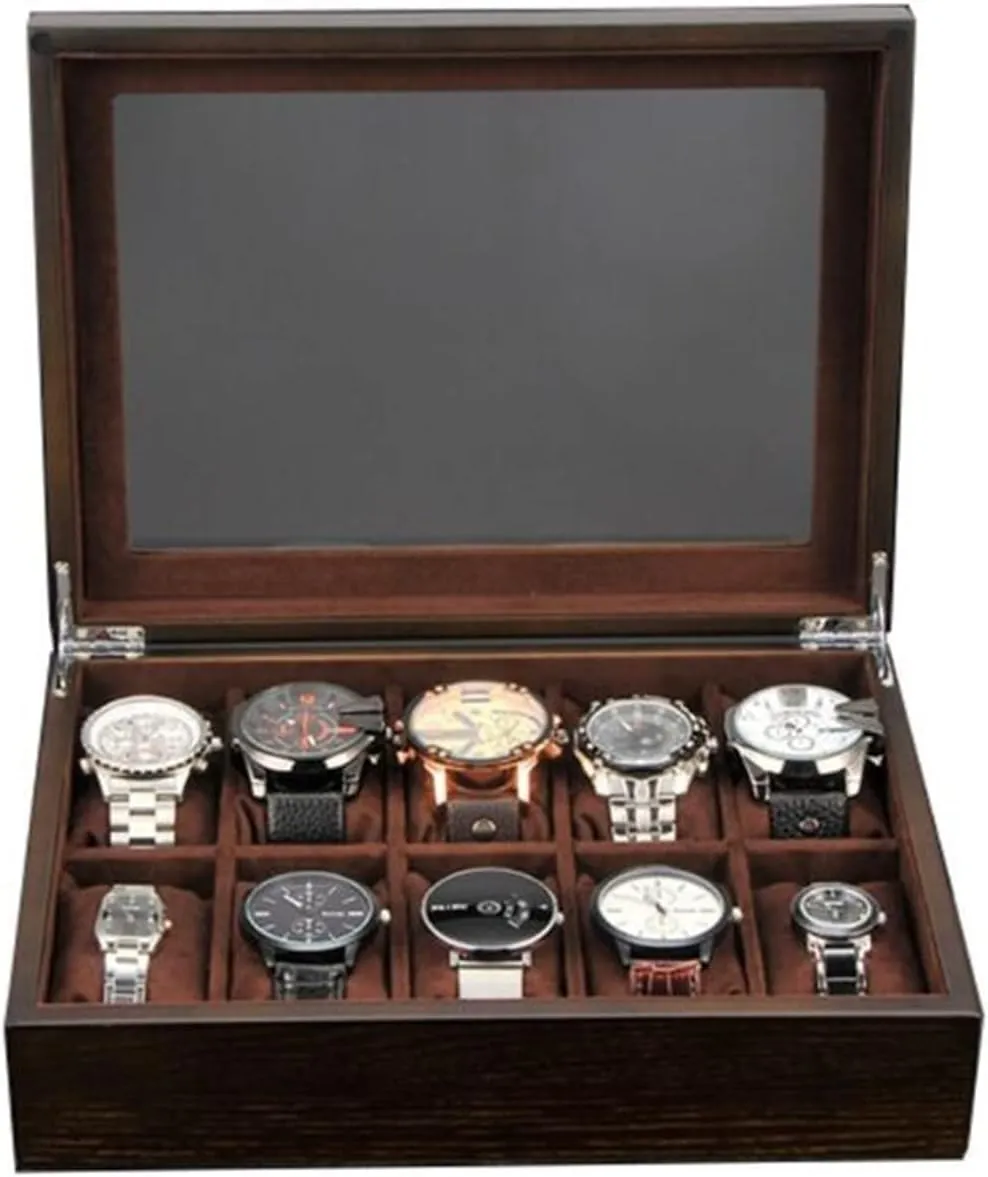 Velvet Lining Premium Display 10 Slots Watch Box Holder Case with mandatory mountainside substantially Removable Pillow 