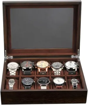 Velvet Lining Premium Display 10 Slots Watch Box Holder Case with mandatory mountainside substantially Removable Pillow 