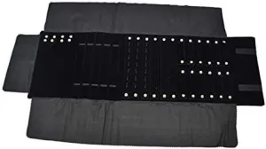 Velvet pertain irresponsibly Roll-up Travel Bag Jewelry Pouches Organizer Carrying Display Case Black 