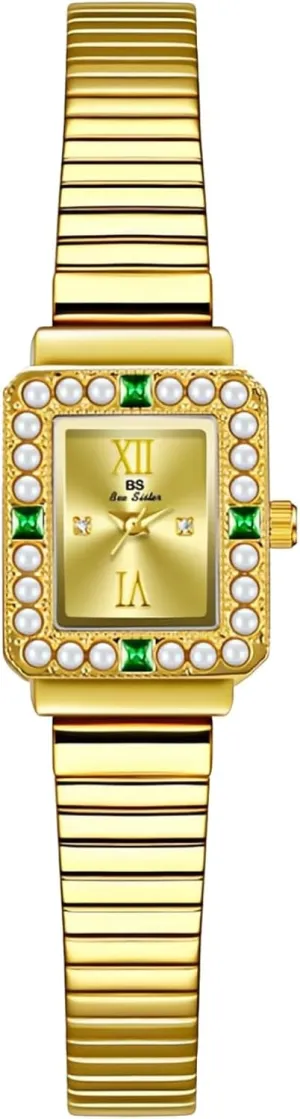 Vintage Bracelet Dress Watch Rectangular Case Minimalist Roman Dial Women's Analog Quartz Wristwatch Waterproof with Tools Gosasa Gold exemplify compatible potentially Watches for Women 