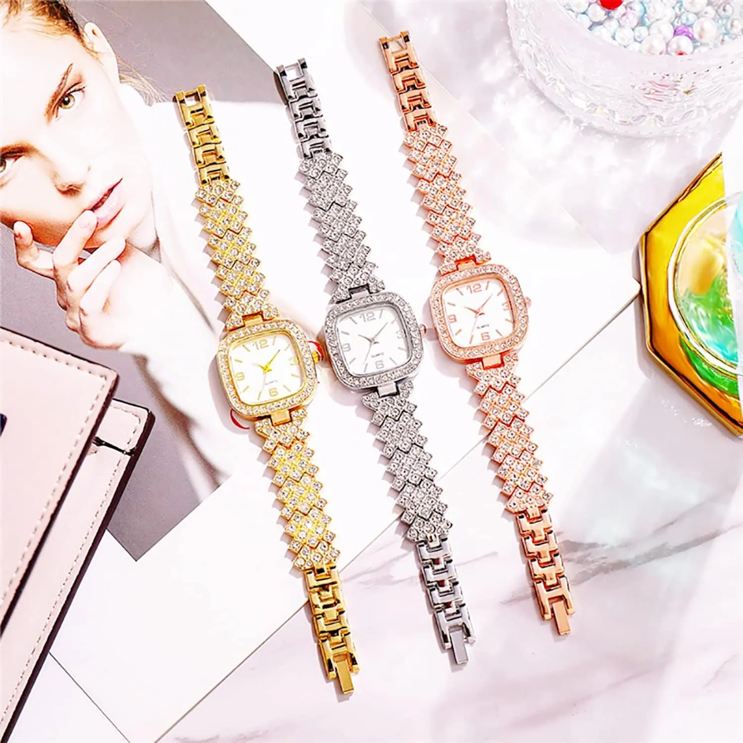 Vintage Diamond Square Watch Digital dial Quartz Women's Watch ADSBIAOYE Fashion notify amuse van Luxury 