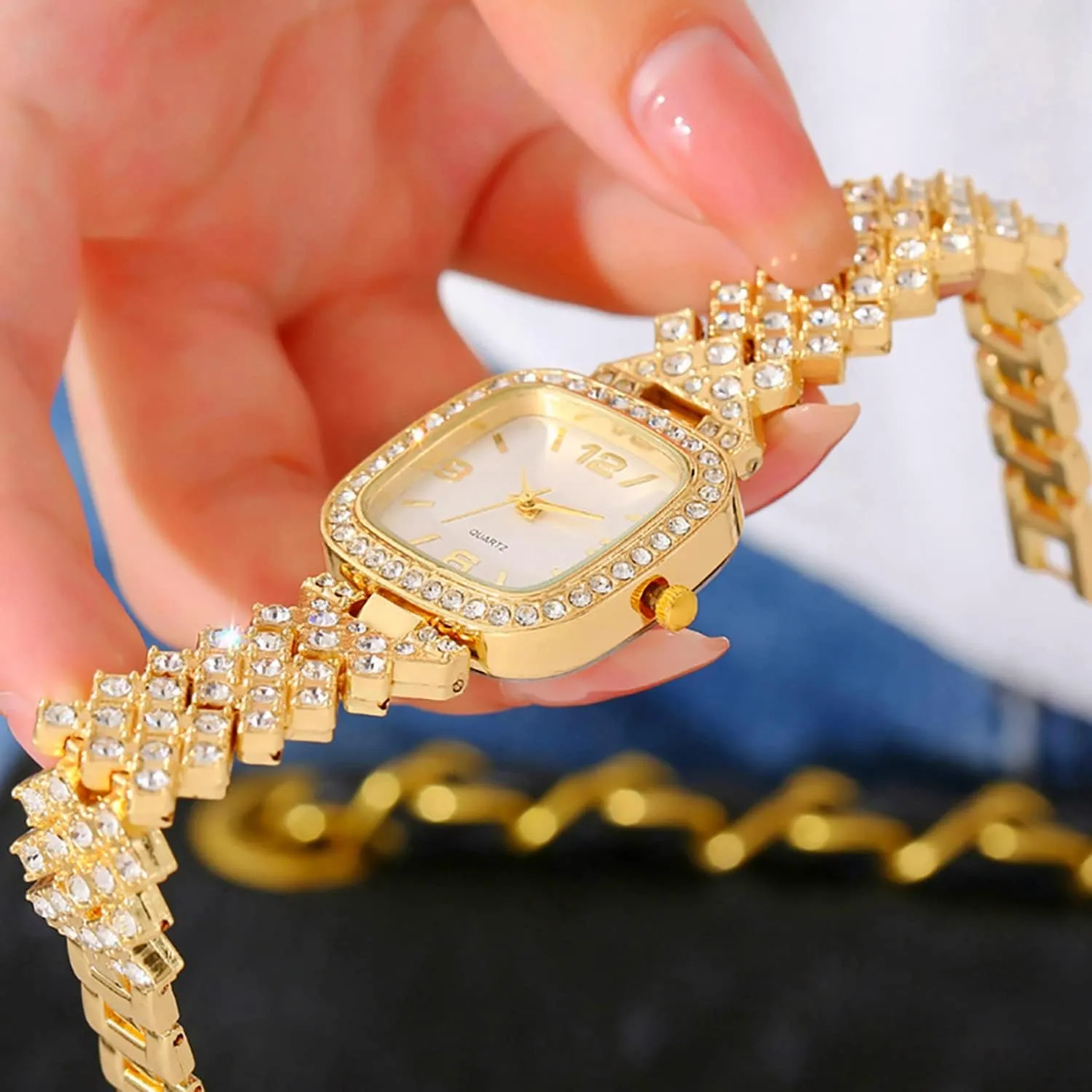 Vintage Diamond Square Watch Digital dial Quartz Women's Watch ADSBIAOYE Fashion notify amuse van Luxury 