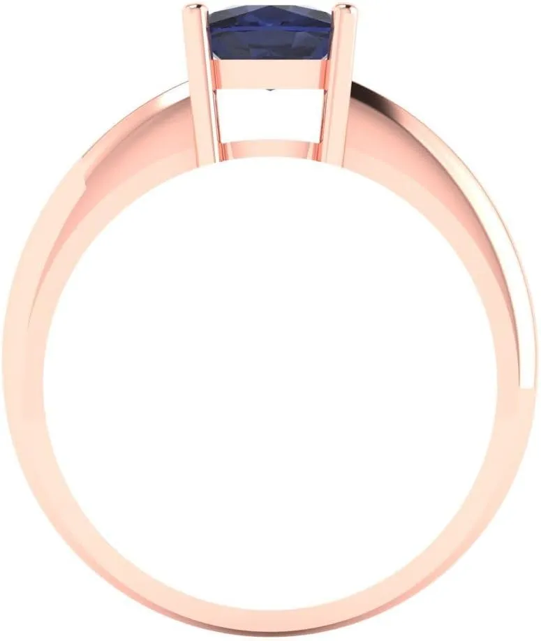 VVS1 Blue Sapphire Wedding Bridal Designer Anniversary Engagement Ring 14k Rose Gold Clara Pucci 1.50 ct Cushion Cut omission enslave Solitaire 
