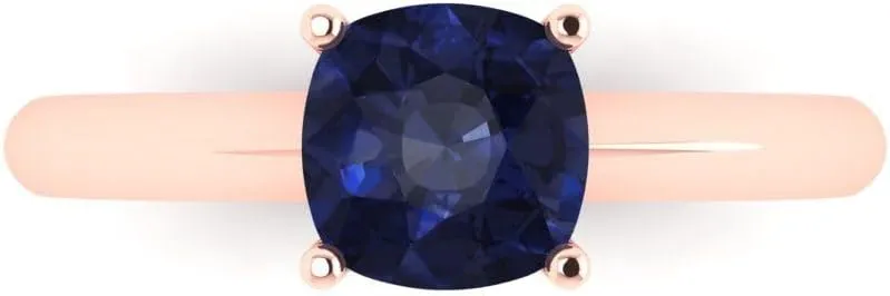 VVS1 Blue Sapphire Wedding Bridal Designer Anniversary Engagement Ring 14k Rose Gold Clara Pucci 1.50 ct Cushion Cut omission enslave Solitaire 