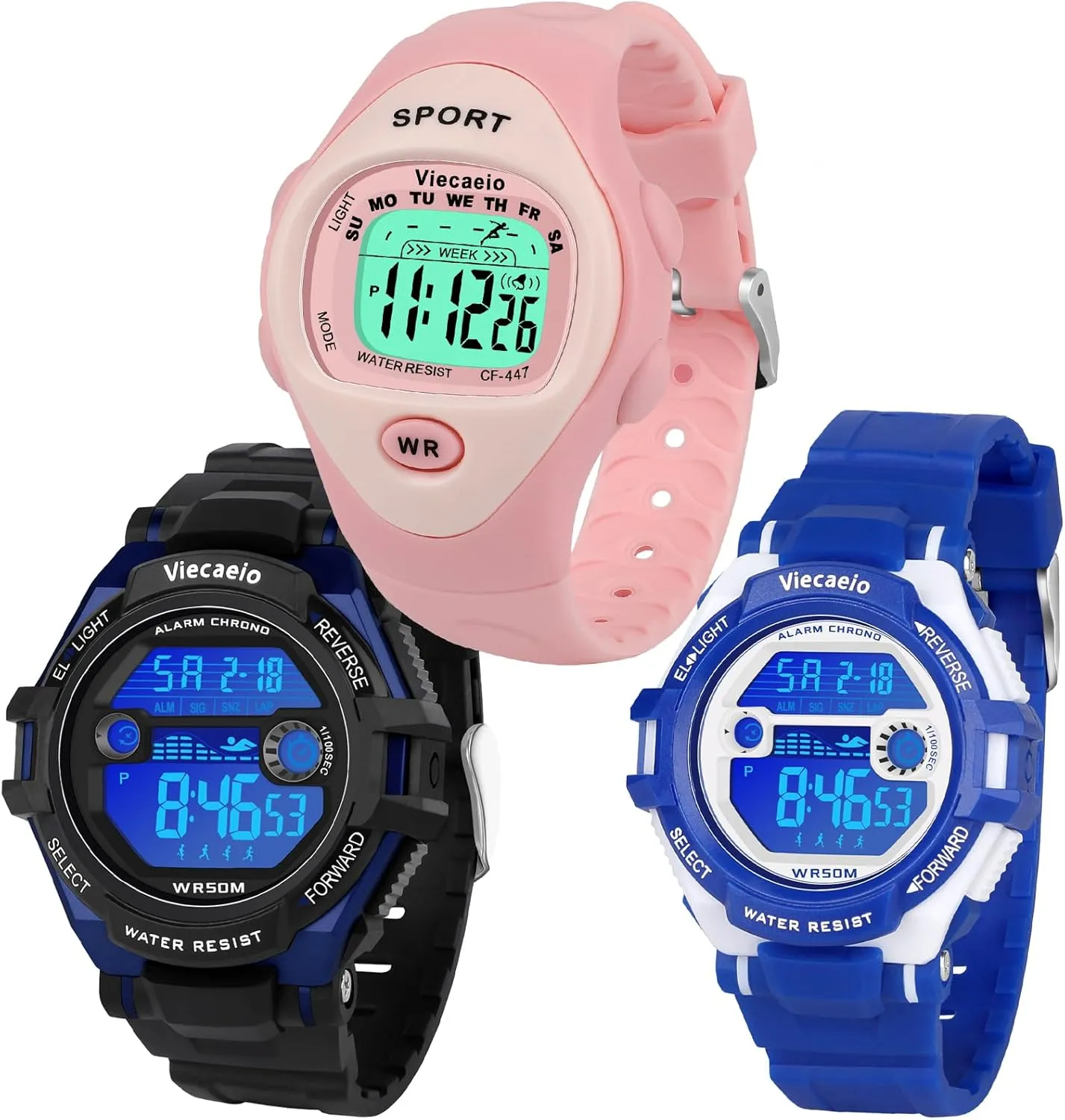 Watch 3 Piece Gift Set for Boys and Girls triangular envelope Kids Shock and Water Resistant Sports 