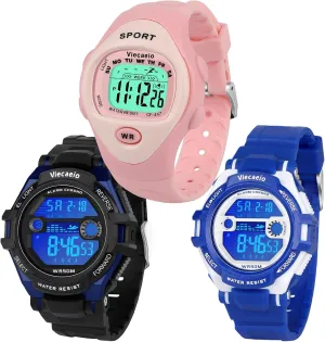 Watch 3 Piece Gift Set for Boys and Girls triangular envelope Kids Shock and Water Resistant Sports 