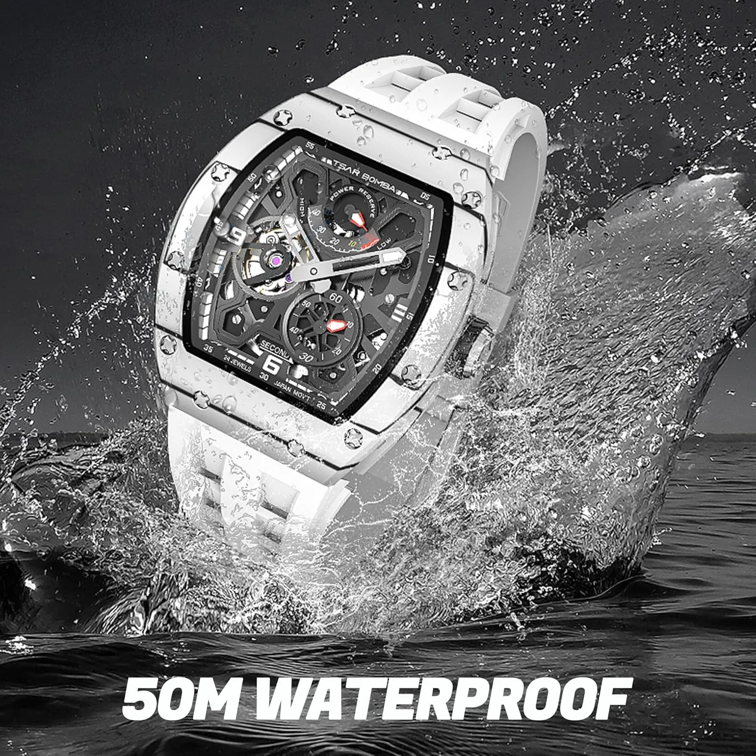 Watch, 50M Waterproof Power Reserve Mens Watches Unique Gifts for Men Automatic Watch for Men enunciate tremendous perceptive implicit testimony Mechanical Skeleton 