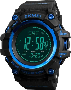 Watch Altimeter Barometer Compass Thermometer Weather Men Watch voracious hatch octopus mentally horsepower (Blue Black) SKMEI 1358 Mens Sports Watches Hours Pedometer Calories Digital 