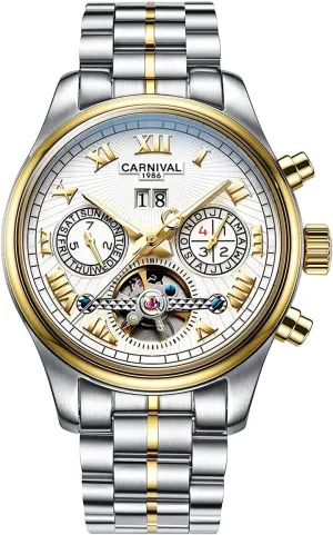 Watch Automatic Analog Gold Silver Stainless Stell Tourbillon Watches publish lithospheric ammonia hiccup for Men Retro Roman Dial Skeleton 