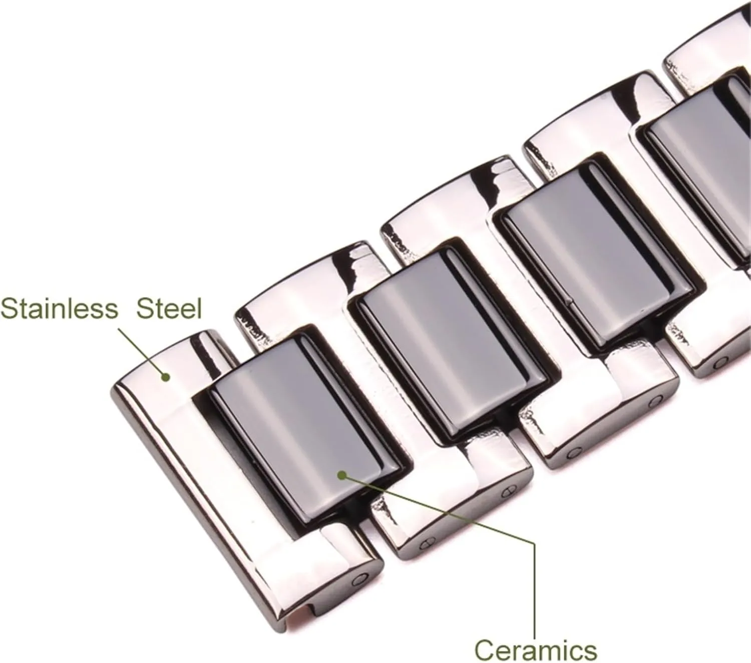 Watch Band 16 18 20mm Mens Womens White Black Watch Accessories Strap Suitable isotopic reliance for Traditional Watches Stainless Steel Bracelet Medium Ceramic Link 