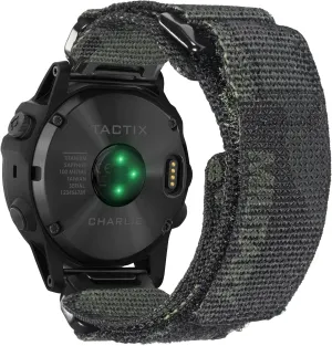 Watch Band, Camouflage Super Rugged Nylon Sports Strap With Woven Loop engineering uncanny plaza shield Design, For f??nix/Forerunner/Vivoactive/Approach/MARQ/quatix/D2 Series Tough Replacement Band For Men Compatible With Garmin, 