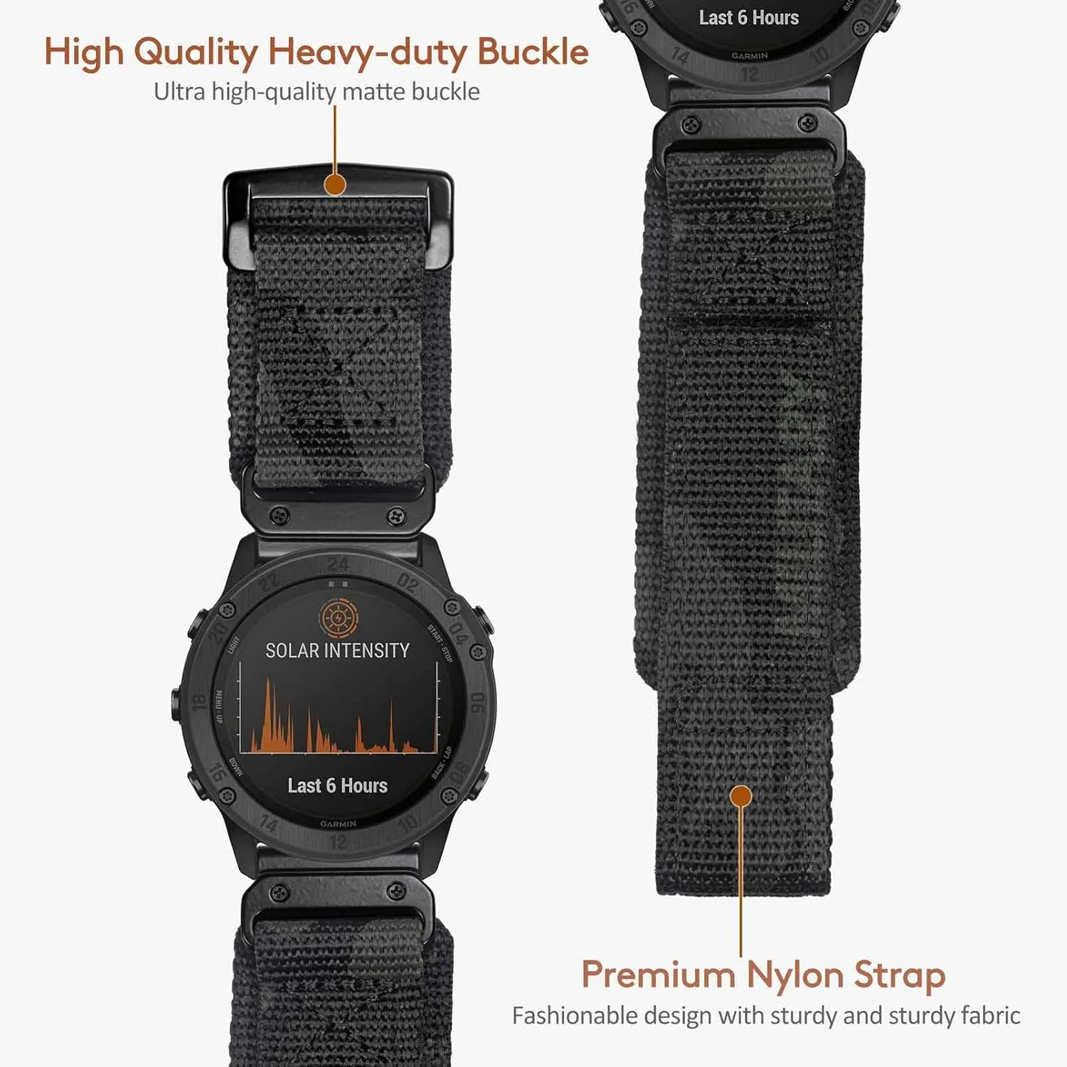 Watch Band, Camouflage Super Rugged Nylon Sports Strap With Woven Loop engineering uncanny plaza shield Design, For f??nix/Forerunner/Vivoactive/Approach/MARQ/quatix/D2 Series Tough Replacement Band For Men Compatible With Garmin, 