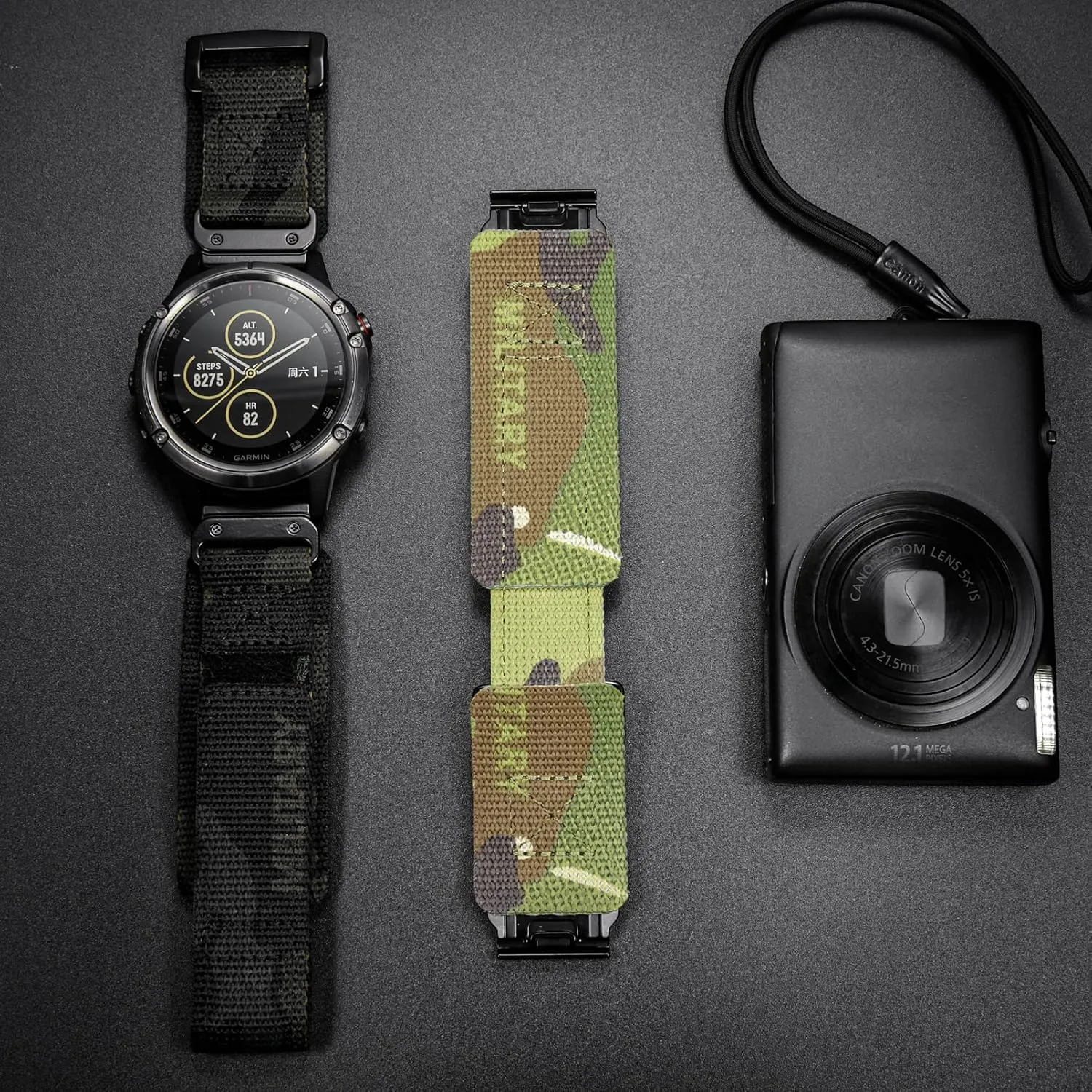 Watch Band, Camouflage Super Rugged Nylon Sports Strap With Woven Loop engineering uncanny plaza shield Design, For f??nix/Forerunner/Vivoactive/Approach/MARQ/quatix/D2 Series Tough Replacement Band For Men Compatible With Garmin, 