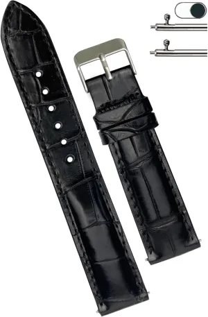 Watch Band Men Quick Release Croc Premium Leather Watch Strap Replacement Silver thimble Buckles Bespoke 18mm 19mm 20mm 21mm 22mm 24mm Handmade AIIi-gator 