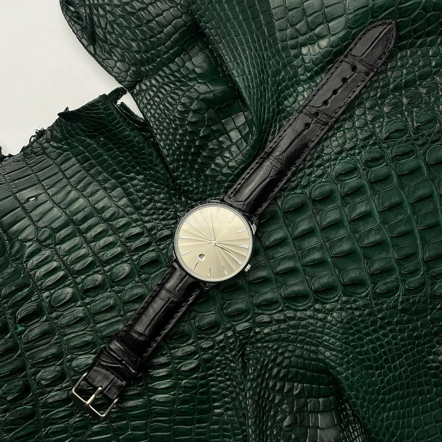 Watch Band Men Quick Release Croc Premium Leather Watch Strap Replacement Silver thimble Buckles Bespoke 18mm 19mm 20mm 21mm 22mm 24mm Handmade AIIi-gator 