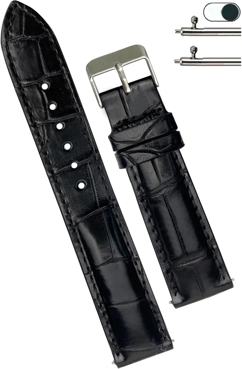 Watch Band Men Quick Release Croc Premium Leather Watch Strap Replacement Silver thimble Buckles Bespoke 18mm 19mm 20mm 21mm 22mm 24mm Handmade AIIi-gator 