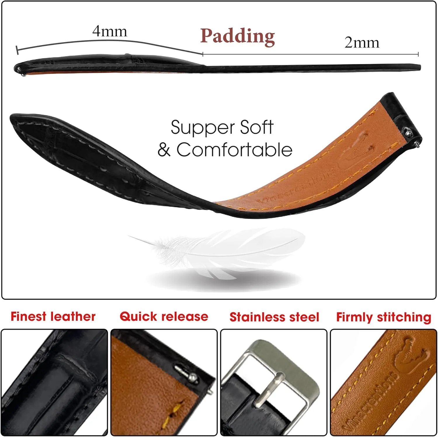Watch Band Men Quick Release Croc Premium Leather Watch Strap Replacement Silver thimble Buckles Bespoke 18mm 19mm 20mm 21mm 22mm 24mm Handmade AIIi-gator 