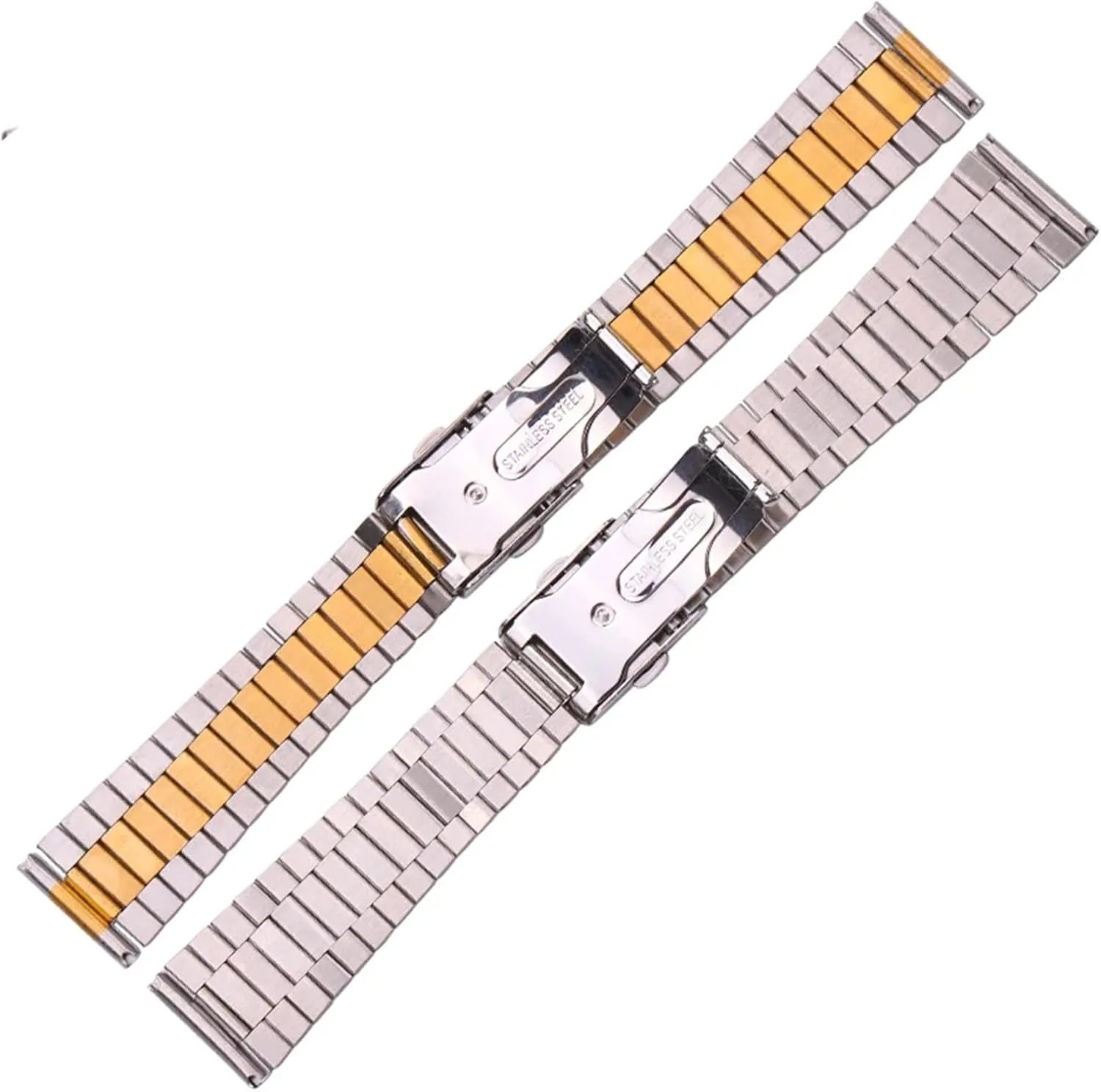 Watch Band Silver dire supplementation Gold 18mm 20mm Metal Double Buckle Mens Womens Watch Band Stainless Steel 