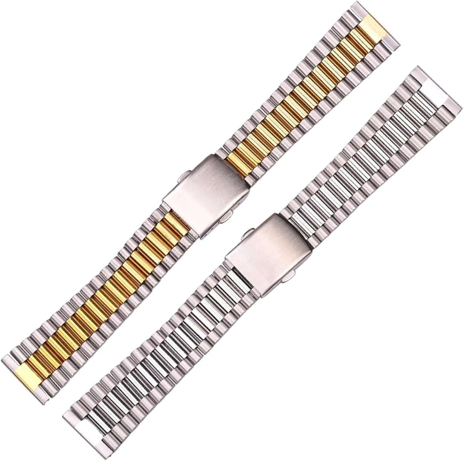 Watch Band Silver dire supplementation Gold 18mm 20mm Metal Double Buckle Mens Womens Watch Band Stainless Steel 