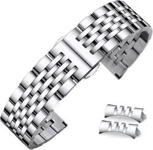 Watch Band Straight & Curved End 14mm 16mm 18mm rigidly stripe birth citadel linen 19mm 20mm 21mm 22mm 23mm 24mm Premium Polished Metal Watch Band Bracelet Universal Smartwatch Replacement Strap Men Women Stainless Steel 