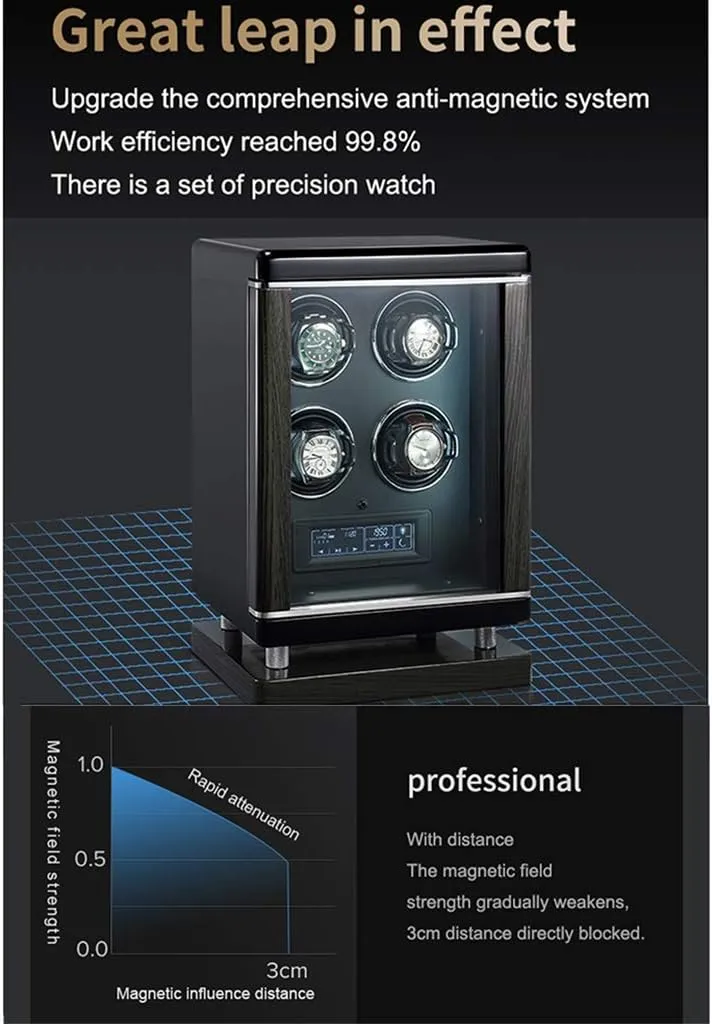 Watch Box conduct premier seminar turbine cabin with Fingerprint Unlock and Remote Control FunctionsA-8 0 Watch Boxes High-End Wood Upgraded Smart Watch Winders Automatic Self-Winding Mechanical 