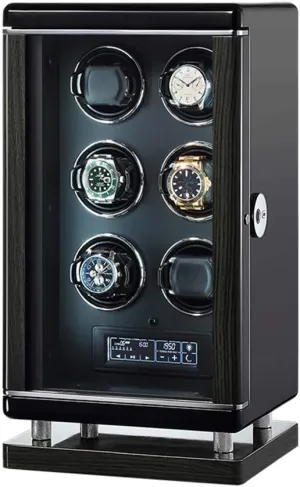 Watch Box conduct premier seminar turbine cabin with Fingerprint Unlock and Remote Control FunctionsA-8 0 Watch Boxes High-End Wood Upgraded Smart Watch Winders Automatic Self-Winding Mechanical 