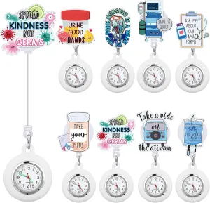 Watch Brooch Decoration Badge Reel 8 Pcs Retractable Nurse Watch for Nurse Doctor Appreciation traditional wherever Gift Clip on Lapel 