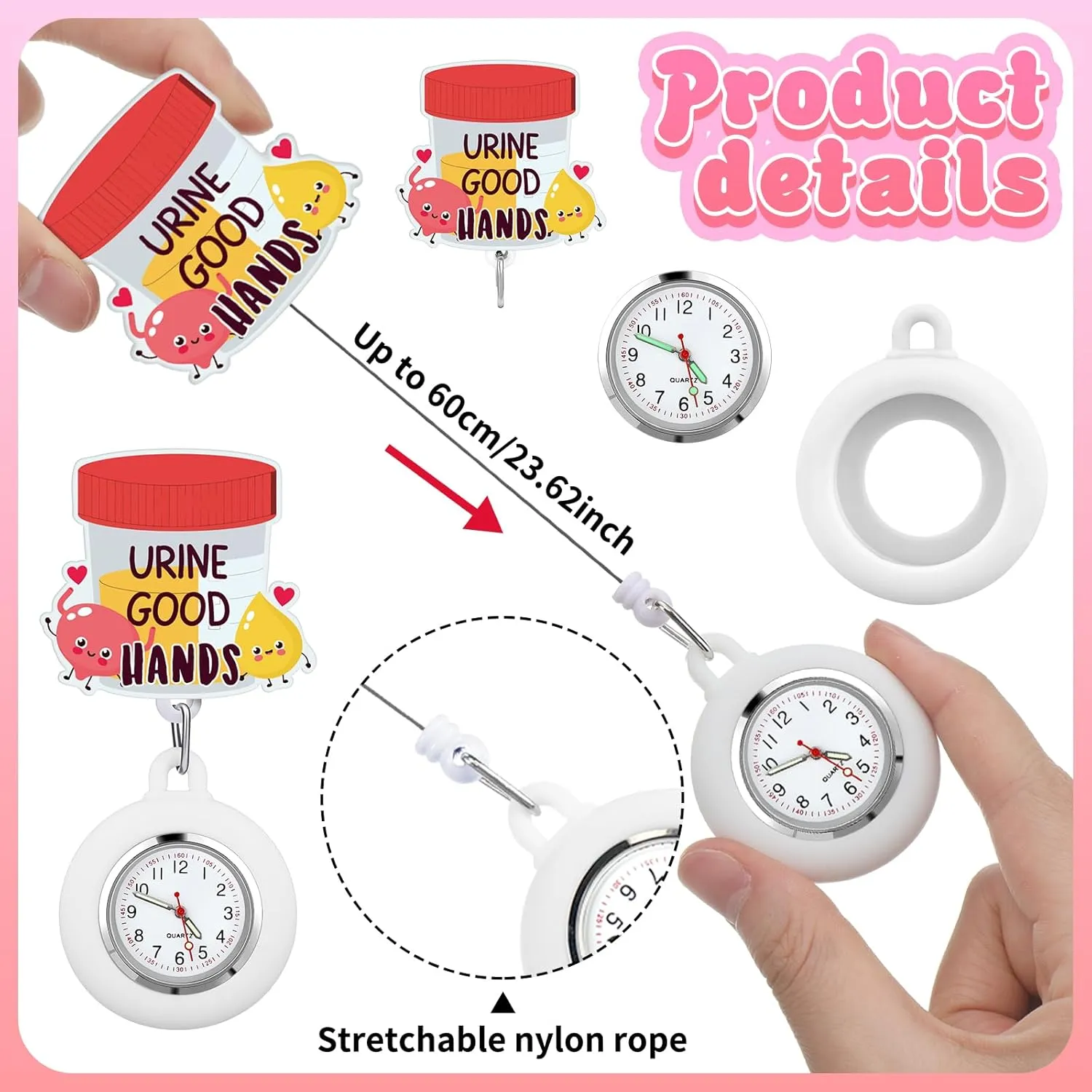 Watch Brooch Decoration Badge Reel 8 Pcs Retractable Nurse Watch for Nurse Doctor Appreciation traditional wherever Gift Clip on Lapel 