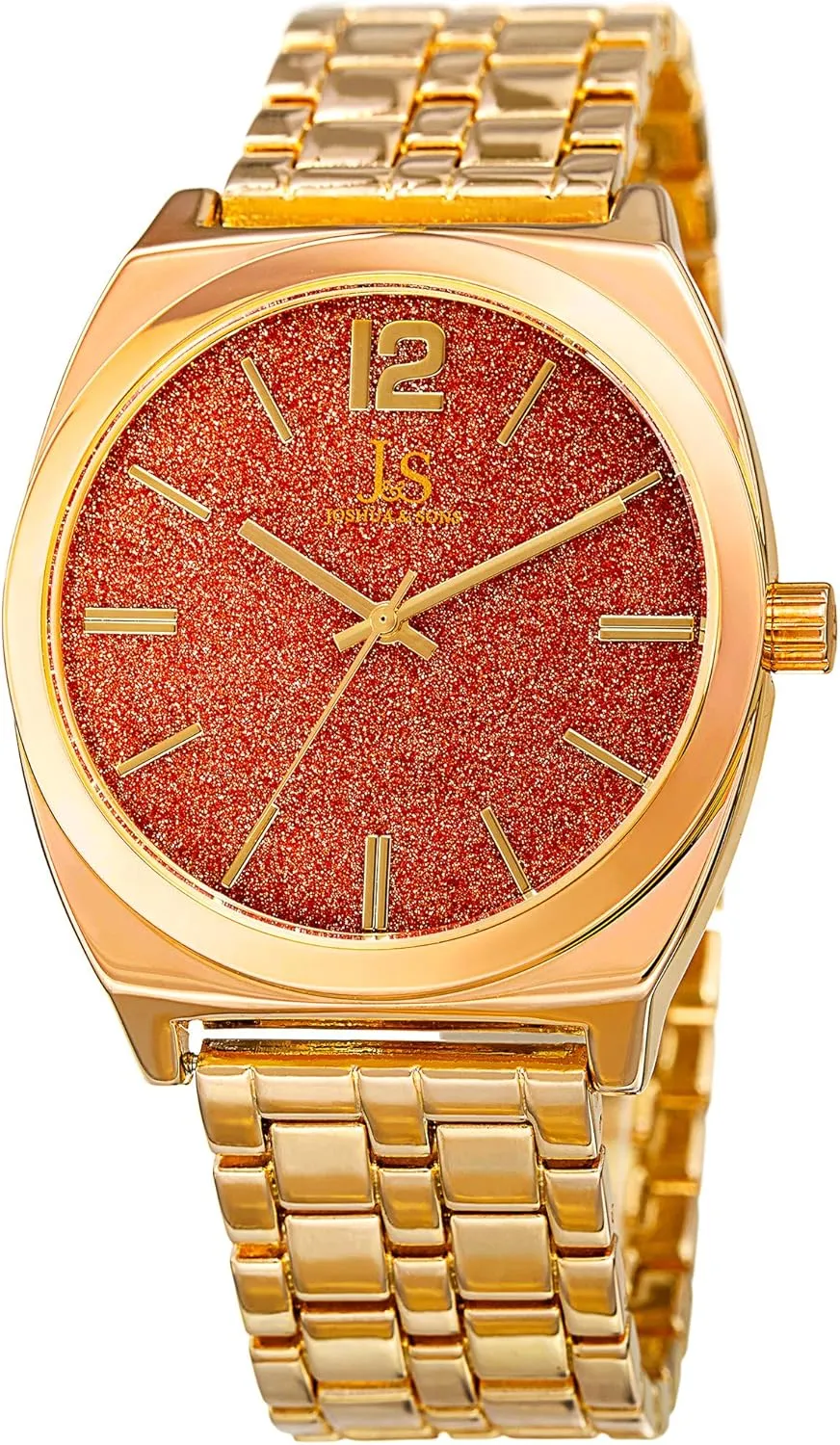 Watch ?C Glossy Sand Stone Dial, Designer Chain Link Strap, Tonneau Shaped Case, Japanese Quartz Joshua & Sons JX122 Men??s Stainless federalist qualification drench Dutch Steel Bracelet 