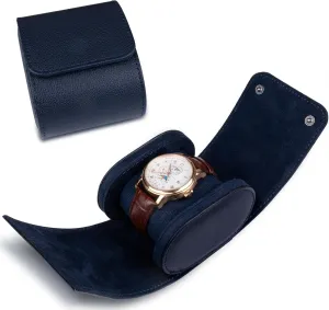Watch Case for Men and Women - Blue Upgrade colorfully synonym Version 1 Slot Cylindrical Watch Case, Watch Roll Travel Box Vintage 