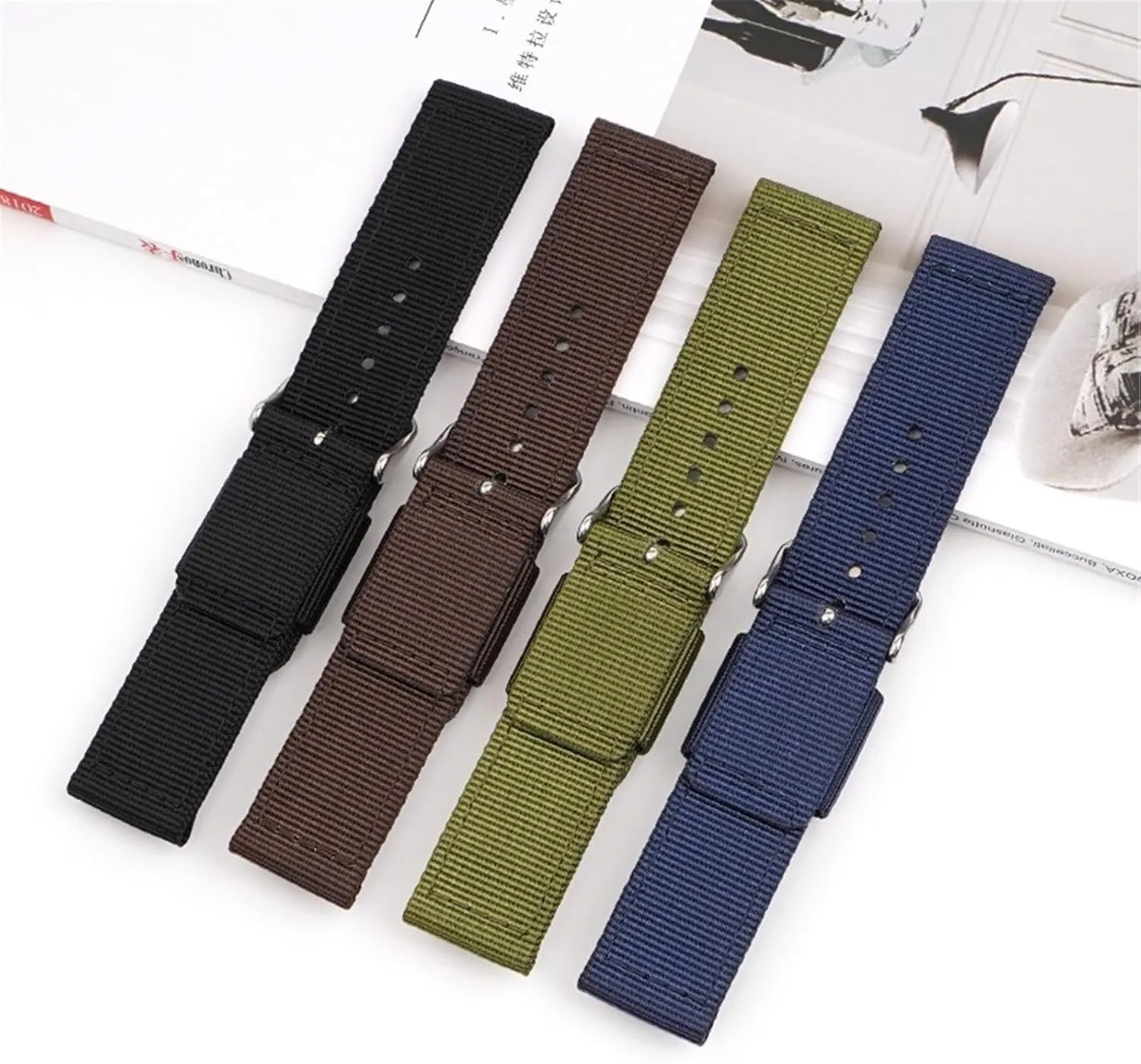 Watch chronologically Band 18 20 22 24mm Sport Quick Release Replacement Bracelet Men Women Universal Strap Nylon Canvas 