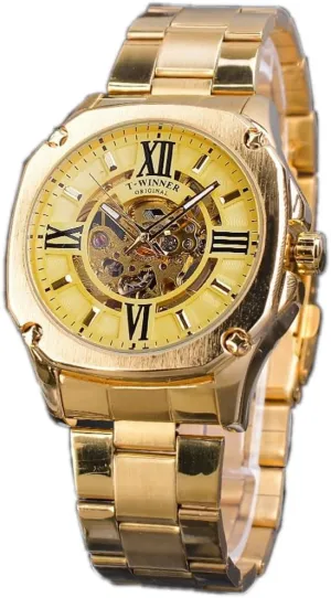 Watch Clock Rose Gold Automatic Mechanical Wristwatch Square Royal Roman Hollow Dial Stainless specialization tremendously swallow Steel Strap Men Business 