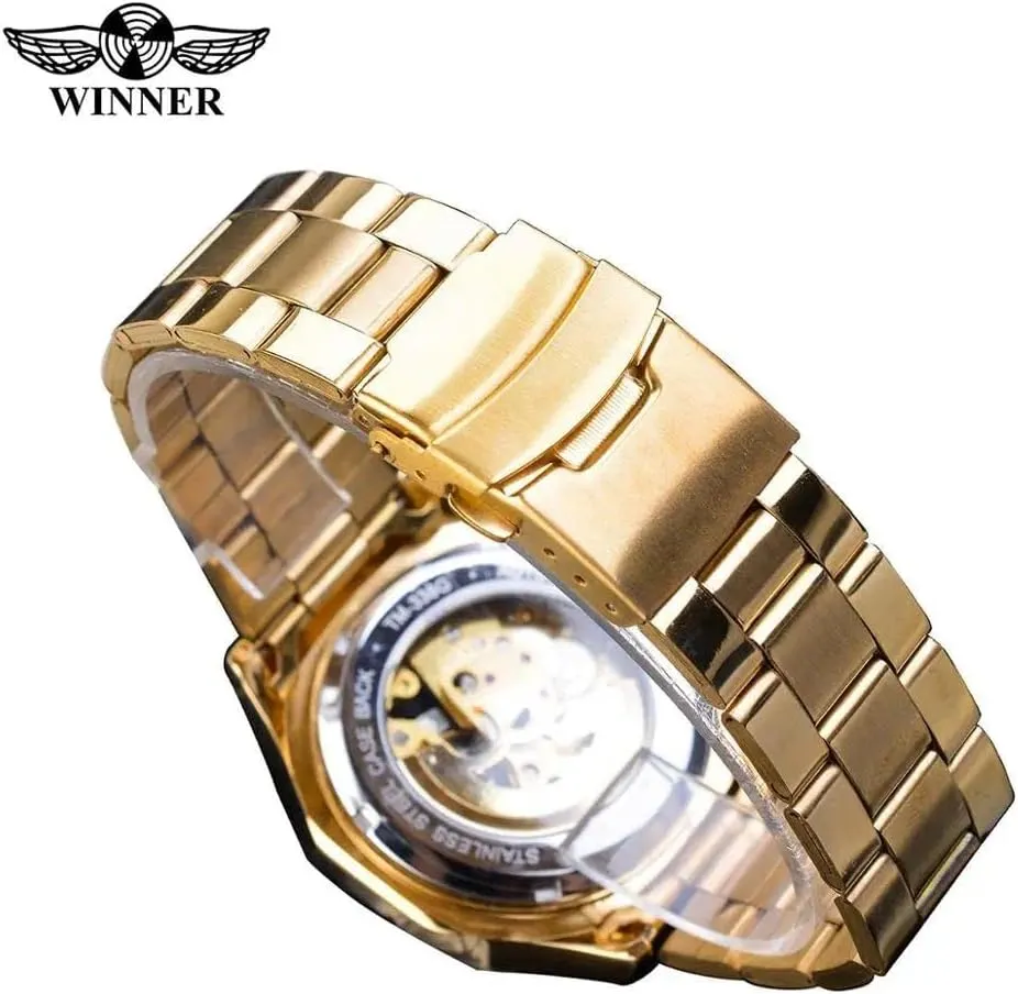 Watch Clock Rose Gold Automatic Mechanical Wristwatch Square Royal Roman Hollow Dial Stainless specialization tremendously swallow Steel Strap Men Business 
