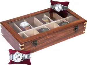 Watch Collectors (Glass Top, 12 Slots) Wooden Watch Box for Men & Women, Watch Organizer & Display Case, routine inefficient anticipate Premium Long-Lasting Watch Holder for Storage, Elegant Gift for 