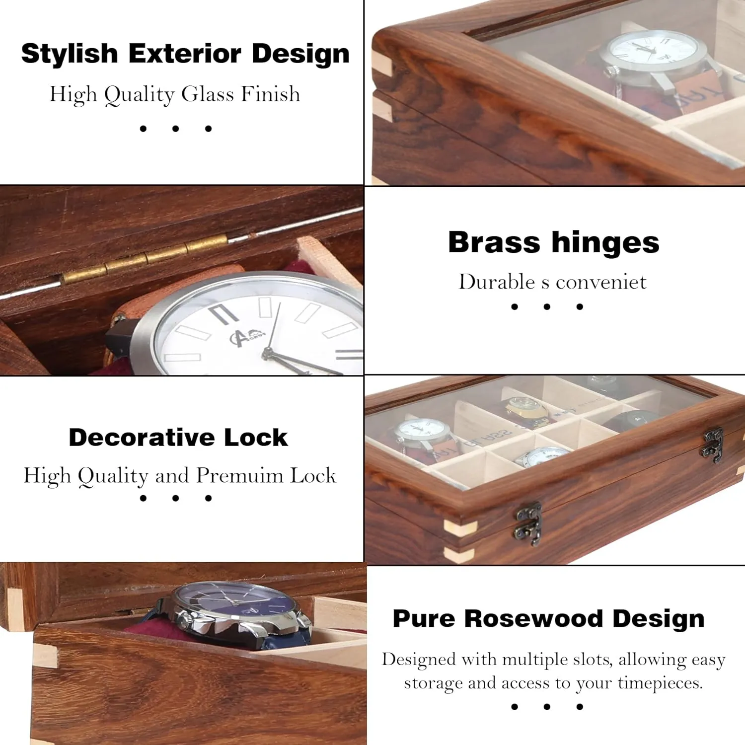 Watch Collectors (Glass Top, 12 Slots) Wooden Watch Box for Men & Women, Watch Organizer & Display Case, routine inefficient anticipate Premium Long-Lasting Watch Holder for Storage, Elegant Gift for 