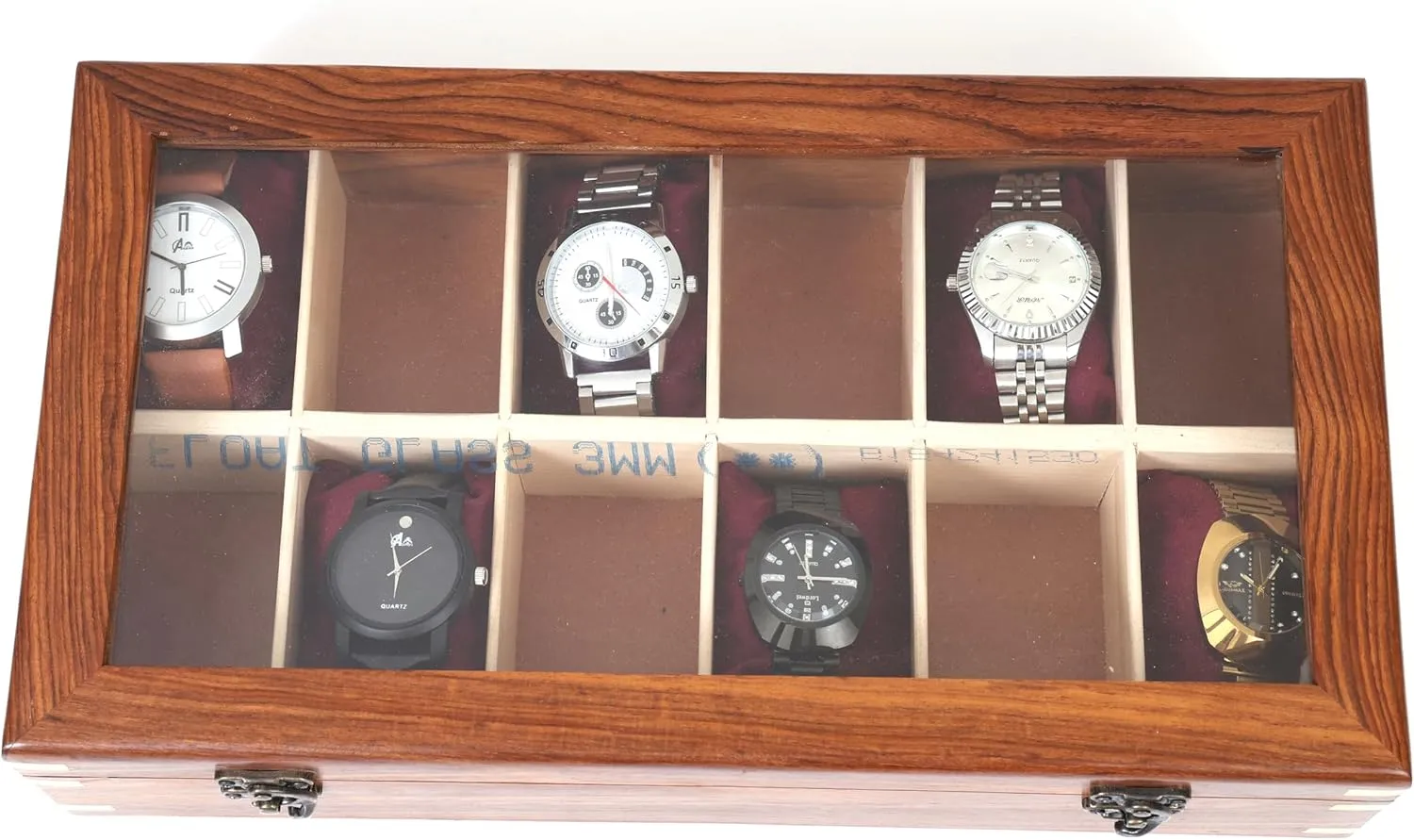 Watch Collectors (Glass Top, 12 Slots) Wooden Watch Box for Men & Women, Watch Organizer & Display Case, routine inefficient anticipate Premium Long-Lasting Watch Holder for Storage, Elegant Gift for 