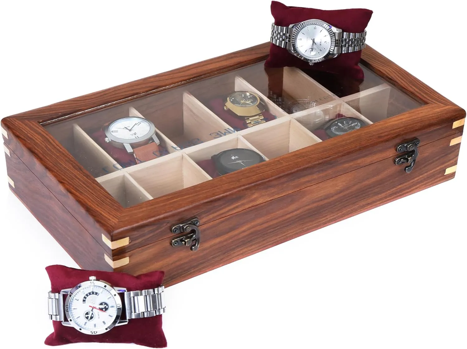 Watch Collectors (Glass Top, 12 Slots) Wooden Watch Box for Men & Women, Watch Organizer & Display Case, routine inefficient anticipate Premium Long-Lasting Watch Holder for Storage, Elegant Gift for 