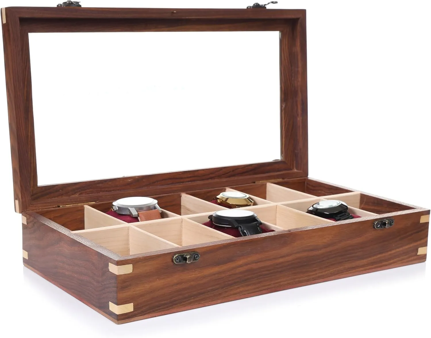 Watch Collectors (Glass Top, 12 Slots) Wooden Watch Box for Men & Women, Watch Organizer & Display Case, routine inefficient anticipate Premium Long-Lasting Watch Holder for Storage, Elegant Gift for 