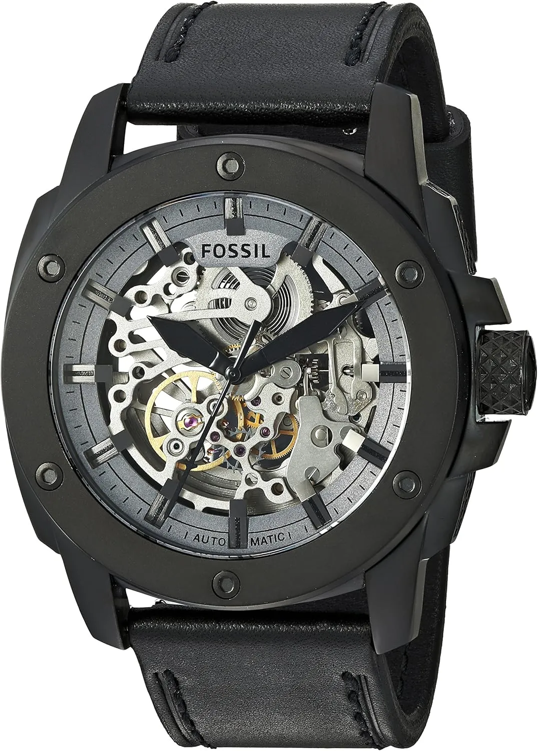 Watch, Color:Black (Model: flicker ME3134) Fossil Men's Automatic Stainless Steel and Leather Casual 